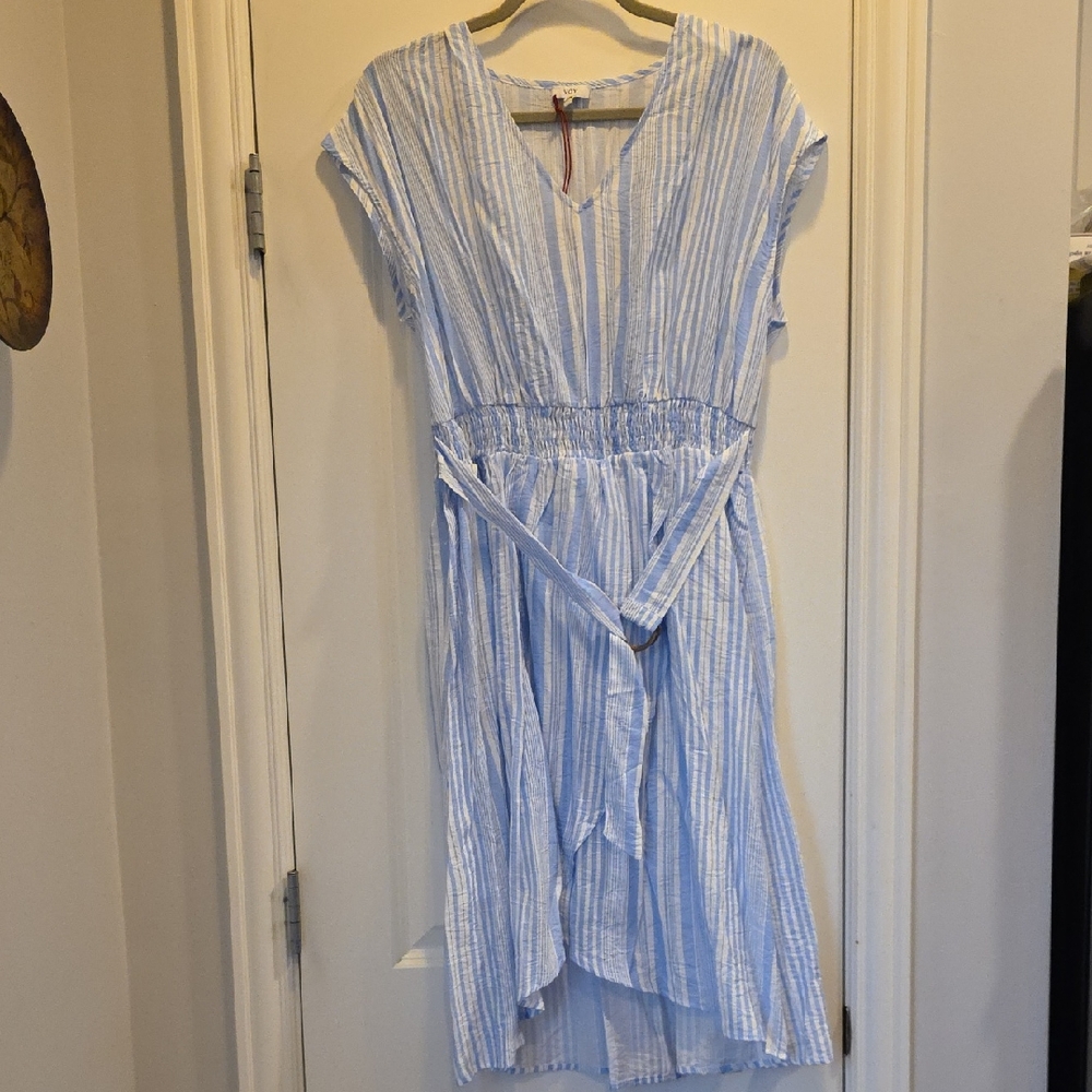 NWT Voy Large Blue Striped V-Neck Dress